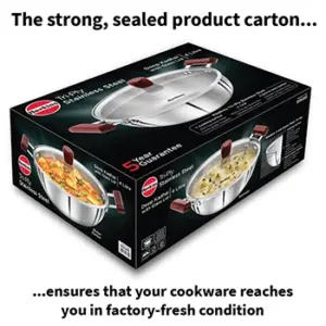 Induction Compatible SS Tri-ply Deep Kadhai 4 Litre with Glass Lid (SSK40G) image 6
