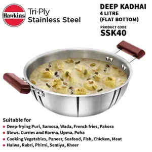 Induction Compatible SS Tri-ply Deep Kadhai 4 Litre (SSK40) image 5