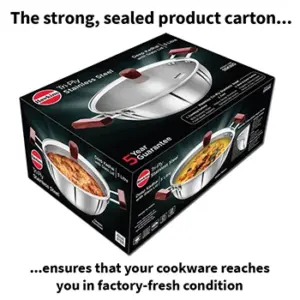 Induction Compatible SS Tri-ply Deep Kadhai 5 Litre with Glass Lid (SSK50G) image 6