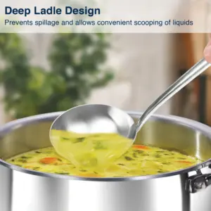 Hawkins 80 ml Deep Stainless Steel Ladle, Heavy Gauge, Durable One-Piece Design, Long Handle with Hanging Loop, Ideal for Serving Dal, Curry & Soup (SSPTDL) image 3