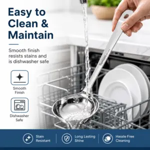 Hawkins 80 ml Deep Stainless Steel Ladle, Heavy Gauge, Durable One-Piece Design, Long Handle with Hanging Loop, Ideal for Serving Dal, Curry & Soup (SSPTDL) image 4
