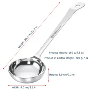 Hawkins 80 ml Deep Stainless Steel Ladle, Heavy Gauge, Durable One-Piece Design, Long Handle with Hanging Loop, Ideal for Serving Dal, Curry & Soup (SSPTDL) image 5