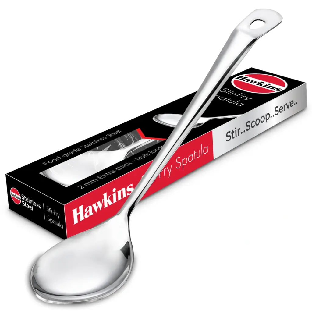 Hawkins Stainless Steel Stir-Fry Spatula, Heavy Gauge Food Grade Stainless Steel, Long Ergonomic Handle, Ideal for Stirring, Mixing & Cooking (SSPTSF) — Bihari Di Hatti