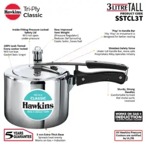 Hawkins Classic Tri-Ply Stainless Steel 3 Litre Tall (SSTCL3T) image 5