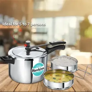 Hawkins Classic Tri-Ply Stainless Steel 5 Litre with Separators (SSTCL51) image 2