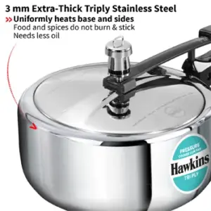Hawkins 3L Tri-Ply Stainless Steel Pressure Cooker Pan image 3