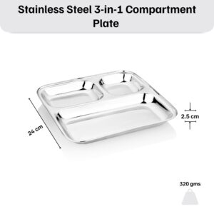 Vinod Steel 3-Compartment Plate, Pack of 2 image 6