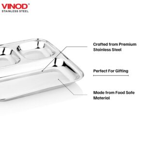 Vinod Steel 3-Compartment Plate, Pack of 2 image 5
