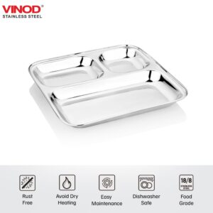 Vinod Steel 3-Compartment Plate, Pack of 2 image 3