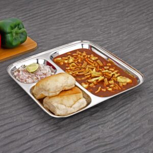 Vinod Steel 3-Compartment Plate, Pack of 2 image 2