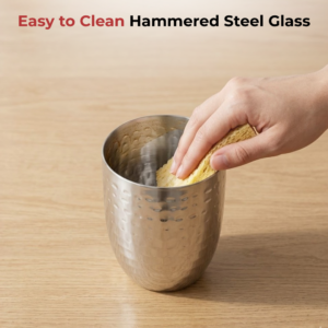 Vinod Premium Hammered Steel Glass, Set of 6, 300ml image 10