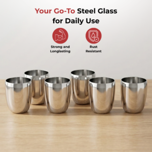 Vinod Mango Stainless Steel Glass Set of 6, 300ml | Mirror Finish, Tough & Durable Build | ISI Certified image 2