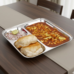 Vinod Steel 3-Compartment Plate, Pack of 2