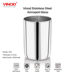 Vinod Amrapali Steel Glass, Set of 6 image 13