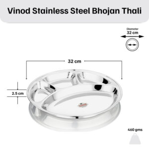 Vinod Steel Bhojan Thali, 4-Compartment, Set of 2 image 4