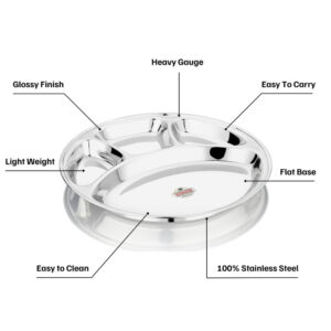 Vinod Steel Bhojan Thali, 4-Compartment, Set of 2 image 5