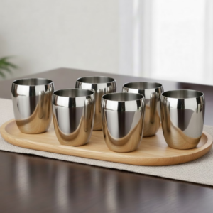 Vinod Mango Steel Glass, Set of 6, 300ml