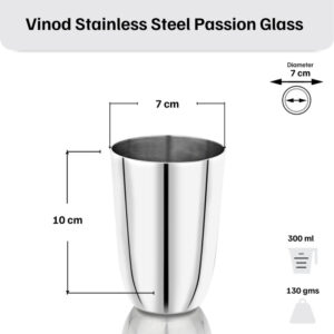 Vinod Passion Stainless Steel Glass Set of 6, 300ml | Highest-Grade Steel, Durable, Everyday Use | ISI Certified image 10