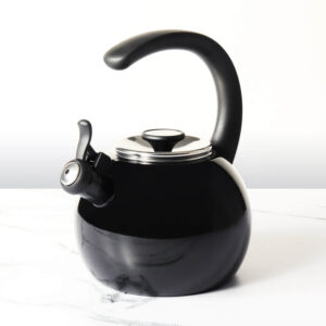 Circulon Enamel-on-Steel Whistling Stovetop Tea Kettle, 1.9 L | Fast-Boil, Induction & Gas Compatible – Black