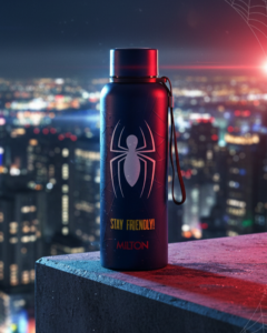 Milton Marvel Spider-Man Artedge Thermosteel Water Bottle | Double-Wall Insulated Hot & Cold, Official Marvel Design, Leak-Proof | For Kids – 1000 ml
