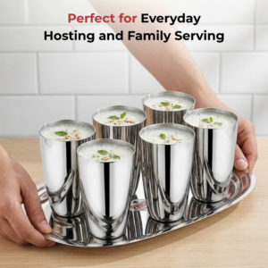 Vinod Passion Stainless Steel Glass Set of 6, 300ml | Highest-Grade Steel, Durable, Everyday Use | ISI Certified image 4