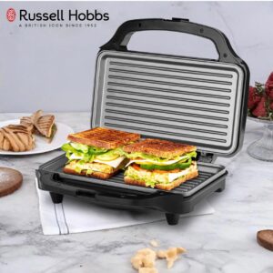 Russell Hobbs RST900GRXL 900W 2 Slice Grill Sandwich Maker | Electric Toaster Griller Large with Deep-Filled Plate | Non-Stick Coating | Cool-Touch Handle | Power Indicators | 2-Year Warranty, Black image 2