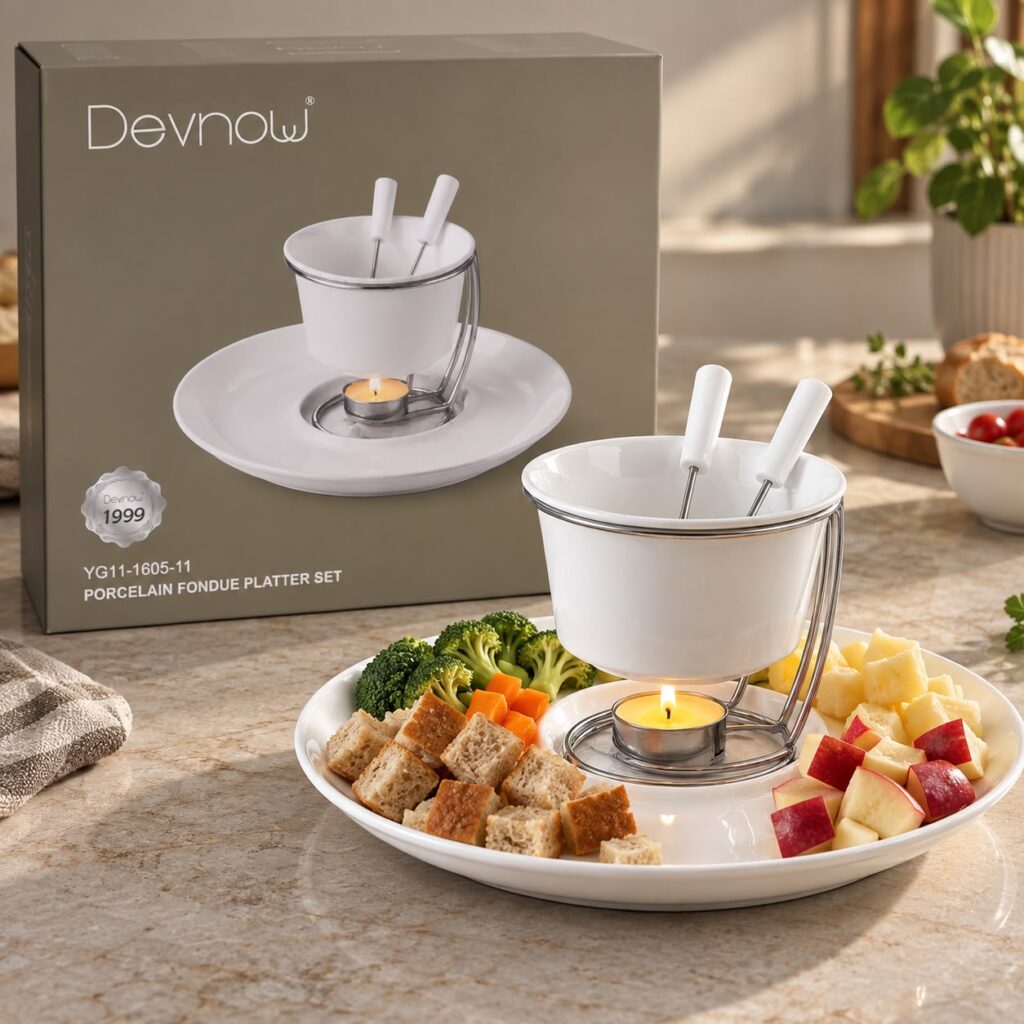 Devnow Porcelain Fondue Platter Set — Bihari Bartan Bhandar