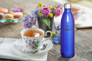 Atlasware Double-Wall Stainless Steel Vacuum Bottle | 24 Hrs Hot & 18 Hrs Cold, Leak-Proof | 350 ML to 2 L | Matt Steel, Red, Dark Blue & Light Green – 350 ML, Dark Blue