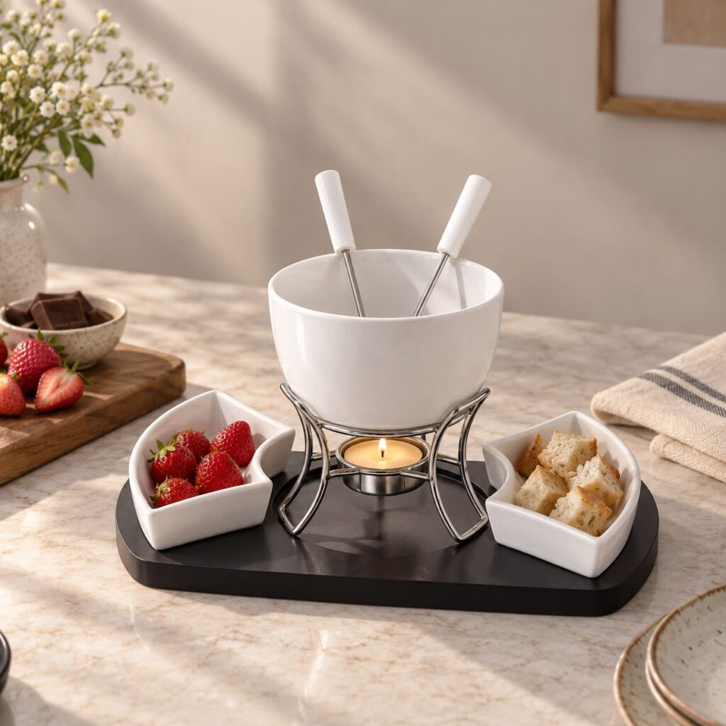 Fondue Set Ceramic with Stand — Bihari Bartan Bhandar