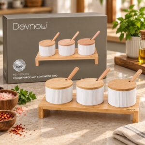 Devnow Lidded Porcelain Condiment Trio