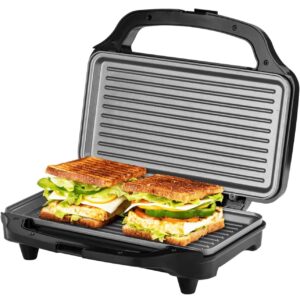 Russell Hobbs RST900GRXL 900W 2 Slice Grill Sandwich Maker | Electric Toaster Griller Large with Deep-Filled Plate | Non-Stick Coating | Cool-Touch Handle | Power Indicators | 2-Year Warranty, Black