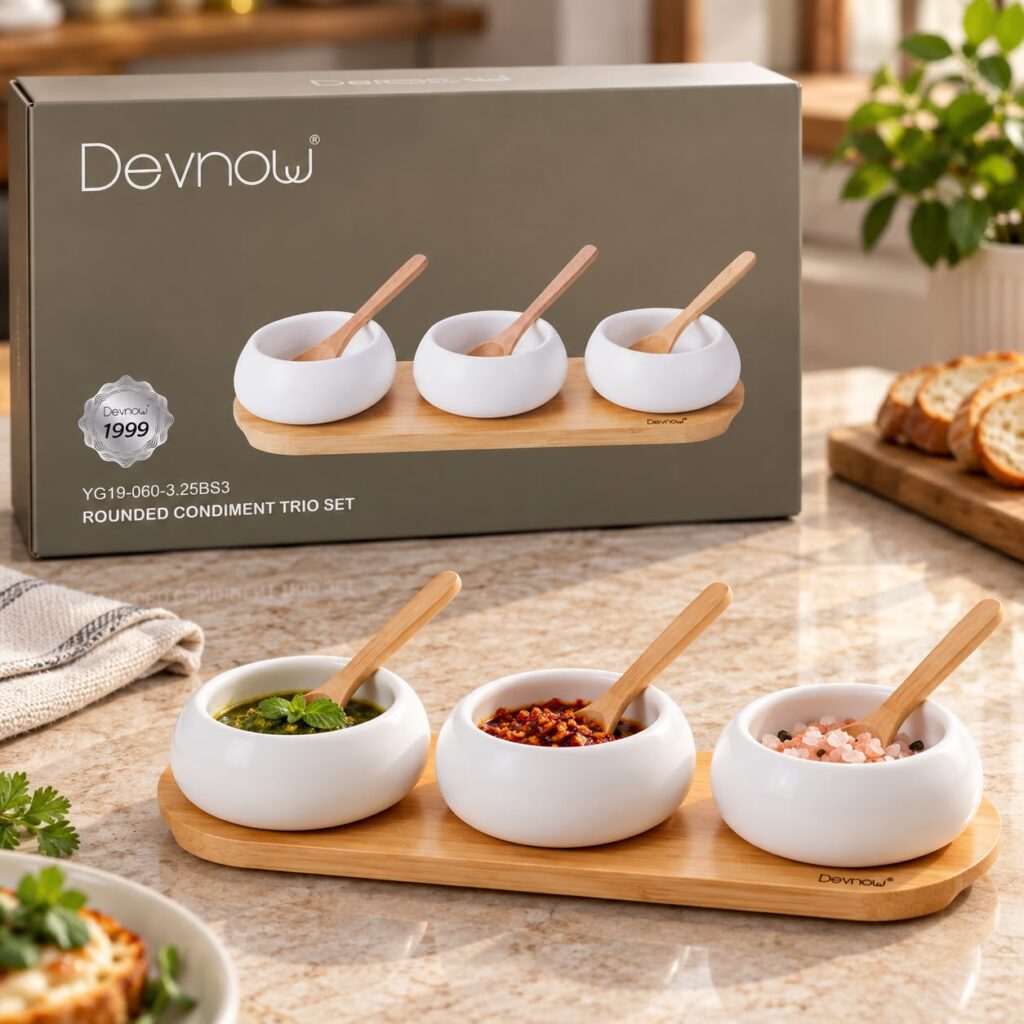 Devnow Rounded Condiment Trio Set — Bihari Bartan Bhandar