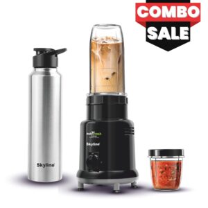 Skyline Nutri Fresh 500W Mixer Grinder Combo | 2 Jars + Stainless Steel Bottle | Grind, Blend & Carry | 1 Year Warranty image 2
