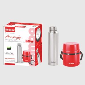Skyline Electric Lunch Box & Stainless Steel Bottle Combo | Self-Heating Tiffin + Bottle for Office, School & Travel
