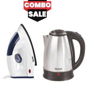 Skyline Electric Kettle & Dry Iron Combo | 2-in-1 Home Essentials | Fast-Boil Kettle + Non-Stick Iron | 1 Year Warranty image 2