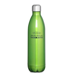 Atlasware Double-Wall Stainless Steel Vacuum Bottle | 24 Hrs Hot & 18 Hrs Cold, Leak-Proof | 350 ML to 2 L | Matt Steel, Red, Dark Blue & Light Green - 1000 ML, Light Green