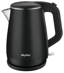 Skyline Double-Wall Electric Kettle, 1.5L 1500W | Cool-Touch Body, Fast Boil, Auto Shut-Off | Black & Cyan | 1 Year Warranty