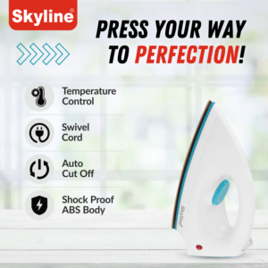 Skyline Dry Iron, 1000W Lightweight | Non-Stick Soleplate, Adjustable Thermostat & Swivel Cord | Instant Heating | 1 Year Warranty image 4