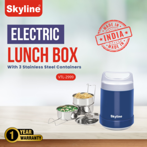 Skyline Electric Lunch Box with Stainless Steel Containers | Self-Heating Spill-Proof Tiffin for Office & Travel image 2