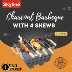 Skyline Compact Charcoal Barbeque Grill with 4 Skewers | Durable Portable BBQ for Terrace, Garden & Camping image 2