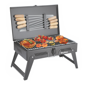 Skyline Briefcase Charcoal Barbeque Grill with 8 Skewers | Folding Portable BBQ for Picnics, Camping & Parties in Sunder Vihar