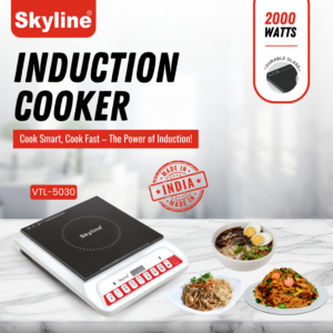 Skyline 2000W Induction Cooktop | Push-Button Control, Crystal Glass Plate | Energy-Efficient Multi-Function Cooking | 1 Year Warranty image 2