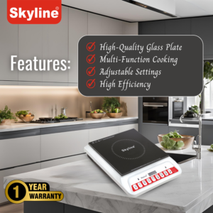 Skyline 2000W Induction Cooktop | Push-Button Control, Crystal Glass Plate | Energy-Efficient Multi-Function Cooking | 1 Year Warranty image 3