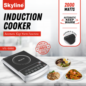 Skyline 2000W Induction Cooktop with Preset Menus | Crystal Glass Plate, Adjustable Temperature | Energy-Efficient | 1 Year Warranty image 2
