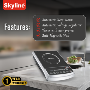 Skyline 2000W Induction Cooktop with Preset Menus | Crystal Glass Plate, Adjustable Temperature | Energy-Efficient | 1 Year Warranty image 3