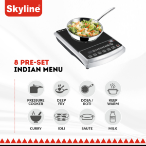 Skyline 2000W Induction Cooktop with Preset Menus | Crystal Glass Plate, Adjustable Temperature | Energy-Efficient | 1 Year Warranty image 4