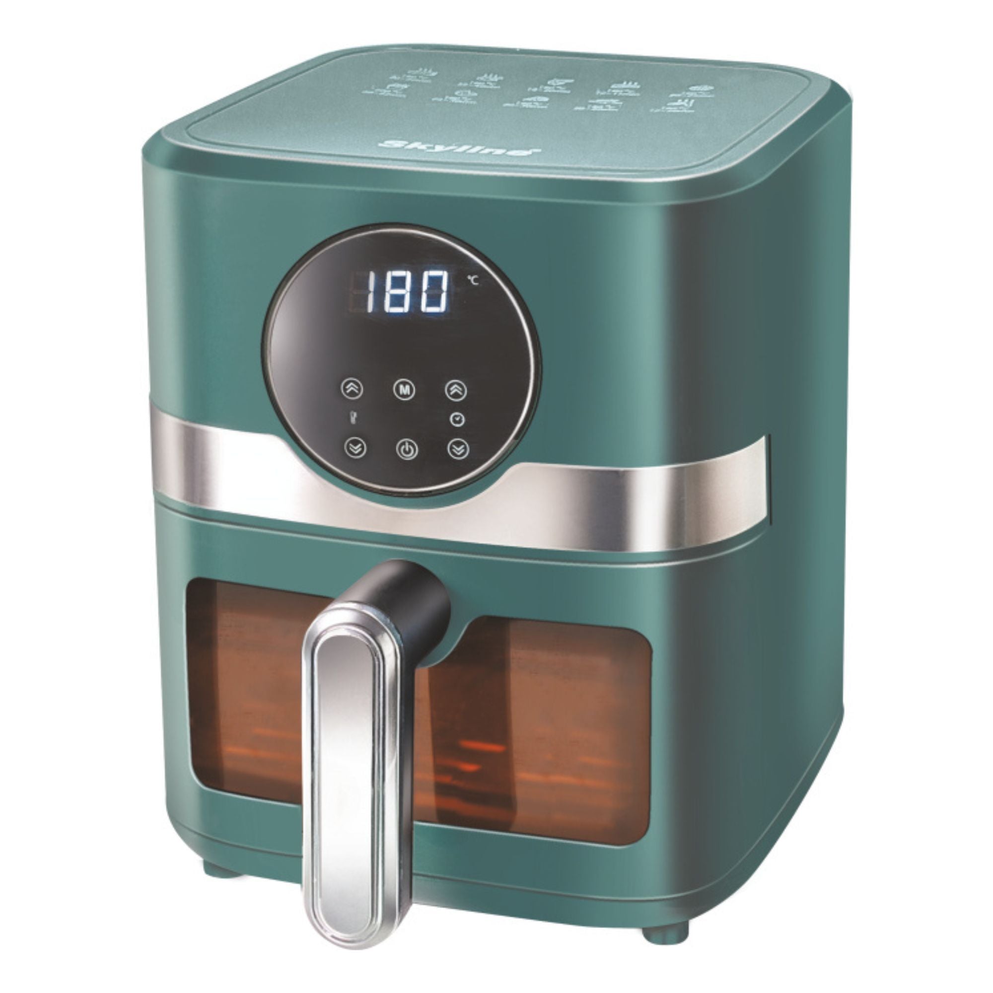 Skyline Digital Air Fryer, 4.2L 1500W | 85% Less Oil, Rapid Air Fry-Bake-Grill-Roast | Green & Black | 1 Year Warranty