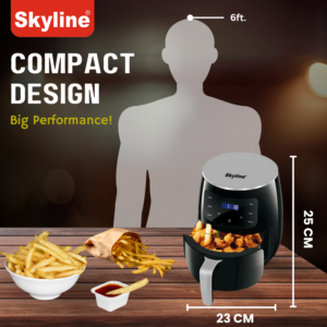 Skyline Digital Air Fryer, 5.2L 2000W | 85% Less Oil, 8 Presets, Digital Touch & LED | Family-Size Healthy Cooking | 1 Year Warranty image 4