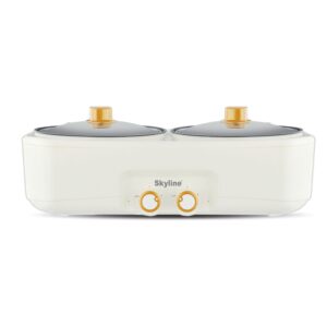 Skyline Dual Cooking Pot, 1200W | Twin 1.5L Pots for Cook & Serve | Noodles, Rice, Curry & Soup | 1 Year Warranty