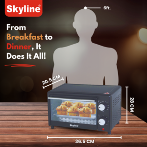 Skyline 12L Oven Toaster Griller (OTG), 1000W | Bake, Toast & Grill with Quartz Heating | 15-Min Timer & Bell | 1 Year Warranty image 4